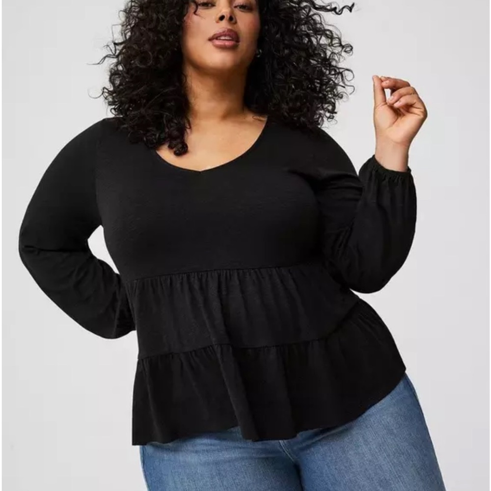 NWT Black Tiered Long Sleeve Top